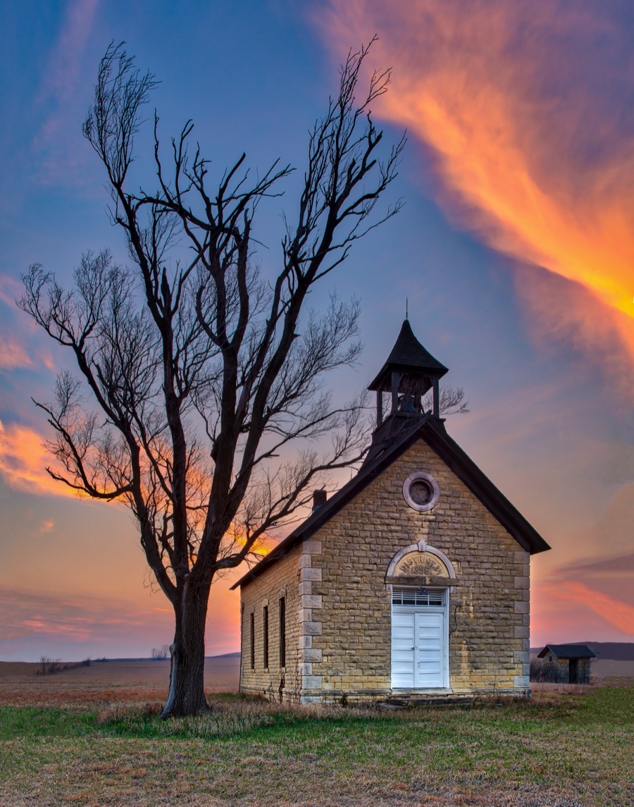 Bichet Schoolhouse Sunset by Tom Heywood Photography