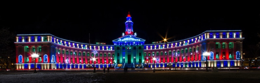 Denver City and County Bldg Holiday Lights by Tom Heywood Photography