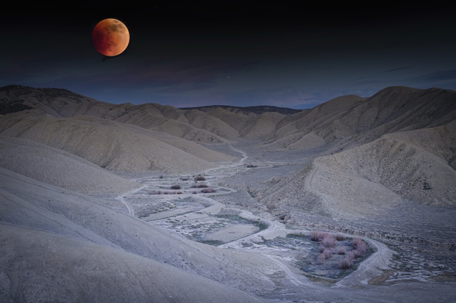 Peach Valley Blood Moon Rising by Tom Heywood Photography