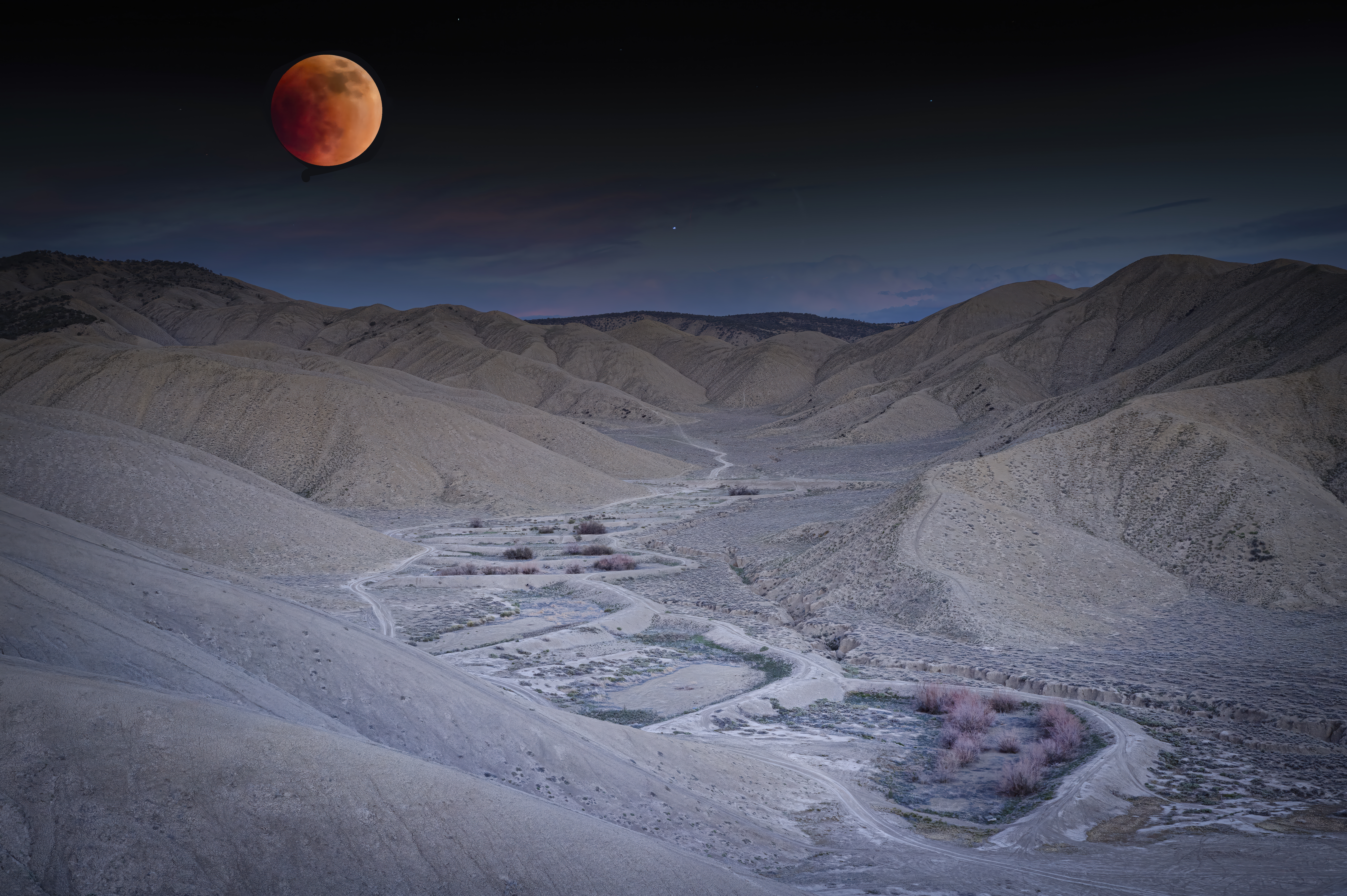 Peach Valley Blood Moon Rising by Tom Heywood Photography